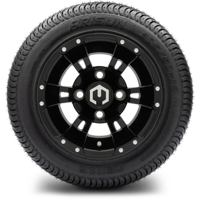 MODZ® 10" Ambush Glossy Black - LowPro/Street Tires and Wheels Combo