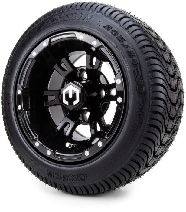 MODZ® 10" Ambush Glossy Black - LowPro/Street Tires and Wheels Combo
