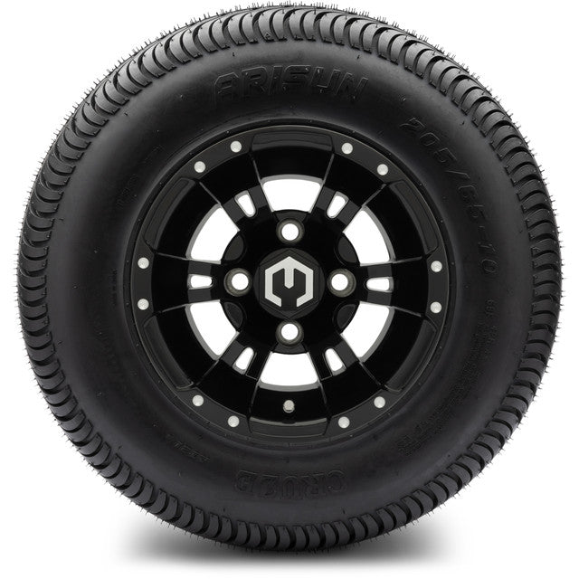 MODZ® 10" Ambush Glossy Black - LowPro/Street Tires and Wheels Combo