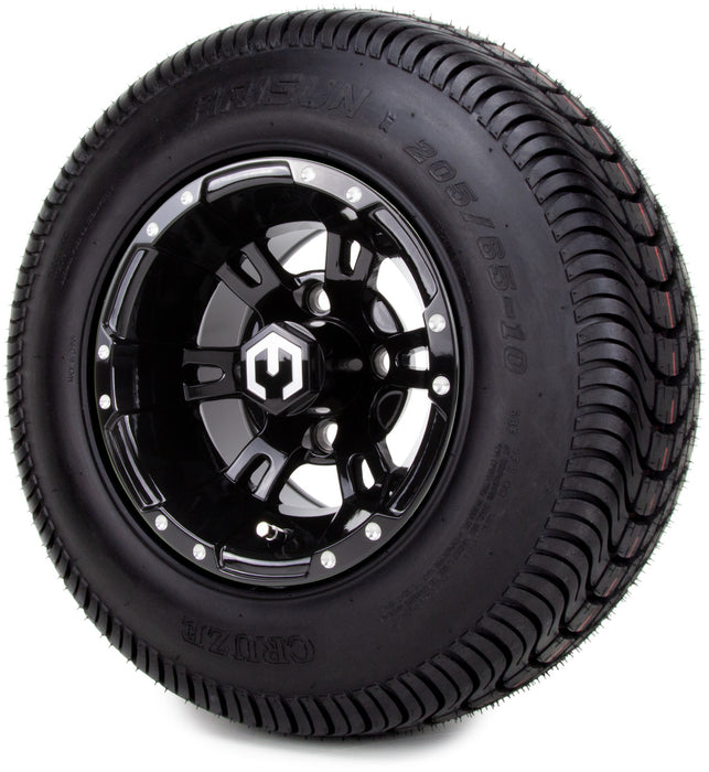 MODZ® 10" Ambush Glossy Black - LowPro/Street Tires and Wheels Combo