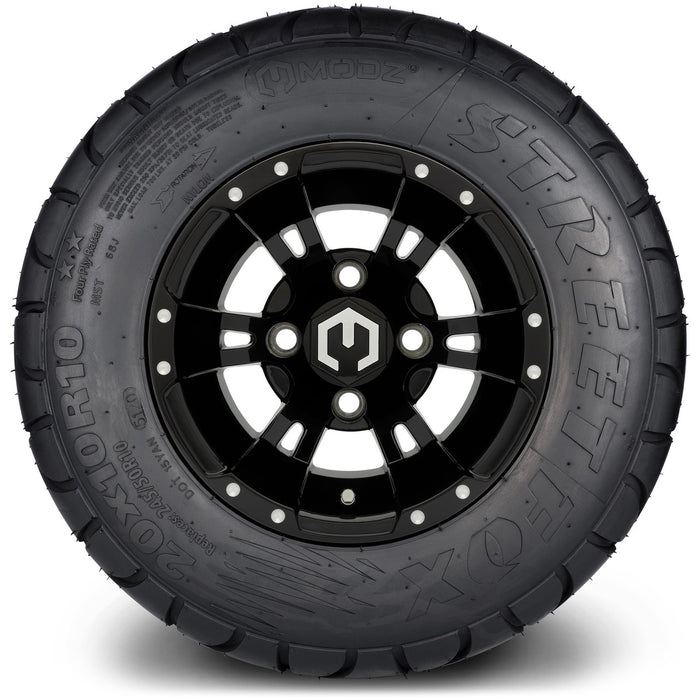 MODZ® 10" Ambush Glossy Black - LowPro/Street Tires and Wheels Combo