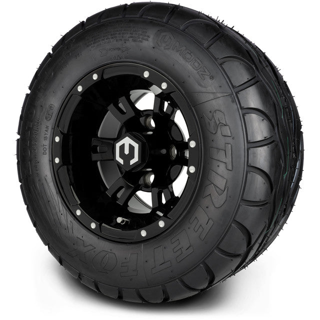 MODZ® 10" Ambush Glossy Black - LowPro/Street Tires and Wheels Combo