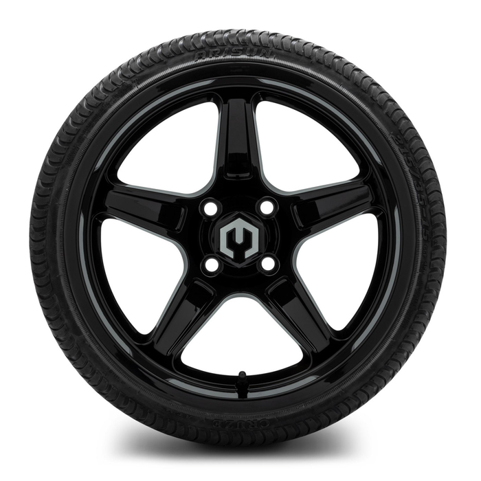 MODZ® 15-Inch Drift Glossy Black Wheels & 20.5-Inch Arisun Cruze Street Tires Combo