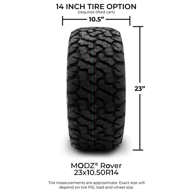 MODZ 14" Gladiator Glossy Black Wheels and Off-Road Tires Combo