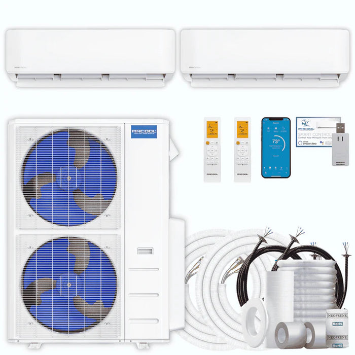 MRCOOL DIY 5th Gen 2-Zone 48,000 BTU Ductless Mini Split Air Conditioner & Heat Pump with Pre-Charged Line Sets (24K+24K) (DIYM248HP)