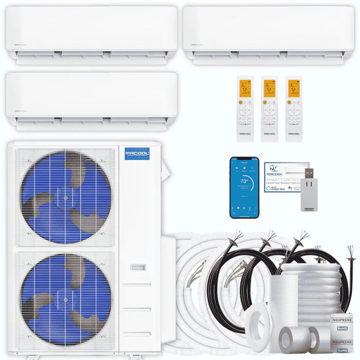 MRCOOL DIY 5th Gen 3-Zone 33,000 BTU Ductless Mini Split Air Conditioner & Heat Pump with Pre-Charged Line Sets (9K+12K+12K) (DIYM348HP)