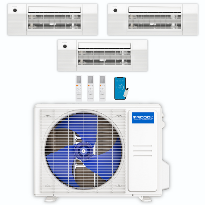 MRCOOL DIY Mini Split Package - 27,000 BTU 3 Zone Ceiling Cassette Ductless Air Conditioner and Heat Pump, DIY-BC-327HP090909