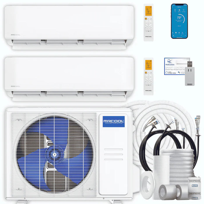 MRCOOL DIY 5th Gen 2-Zone 36,000 BTU Ductless Mini Split Air Conditioner & Heat Pump with Pre-Charged Line Sets (18K+18K) (DIYM248HP)