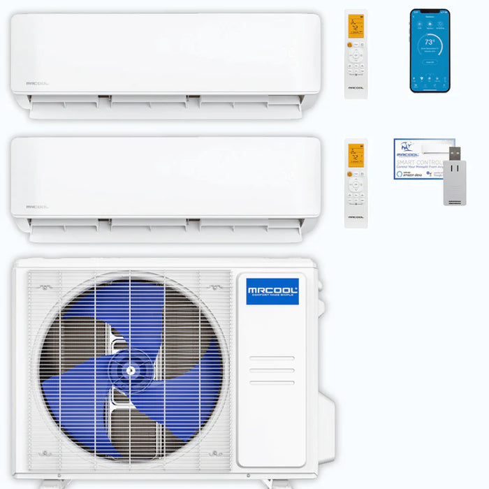 MRCOOL DIY 5th Gen 2-Zone 24,000 BTU Ductless Mini Split Air Conditioner & Heat Pump (6K+18K) (DIY2-B-36HP0618)