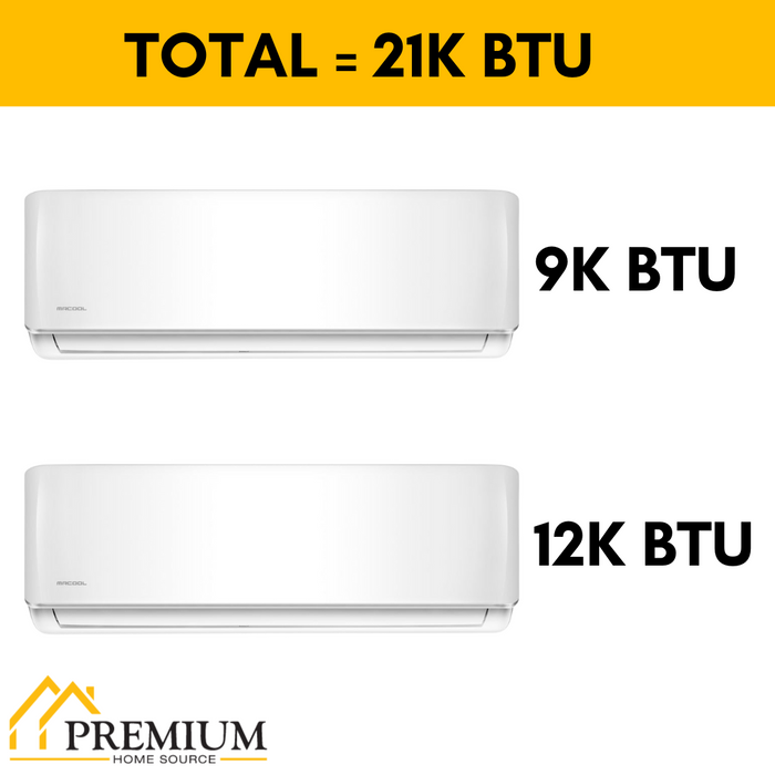 MRCOOL DIY Mini Split - 21,000 BTU 2 Zone Ductless Air Conditioner and Heat Pump, DIY-B-218HP0912