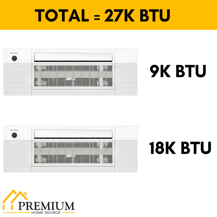 MRCOOL DIY Mini Split - 27,000 BTU 2 Zone Ceiling Cassette Ductless Air Conditioner and Heat Pump with 16 ft.|25 ft. Install Kit
