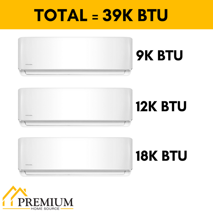 MRCOOL DIY Mini Split - 39,000 BTU 3 Zone Ductless Air Conditioner and Heat Pump, DIY-B-336HP091218