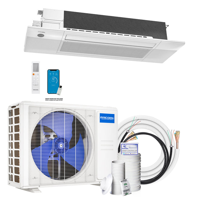 MRCOOL DIY Mini Split - 18,000 BTU Single Zone Ceiling Cassette Ductless Air Conditioner and Heat Pump with 25 ft. Install Kit, DIY-18-HP-CASS-230C25