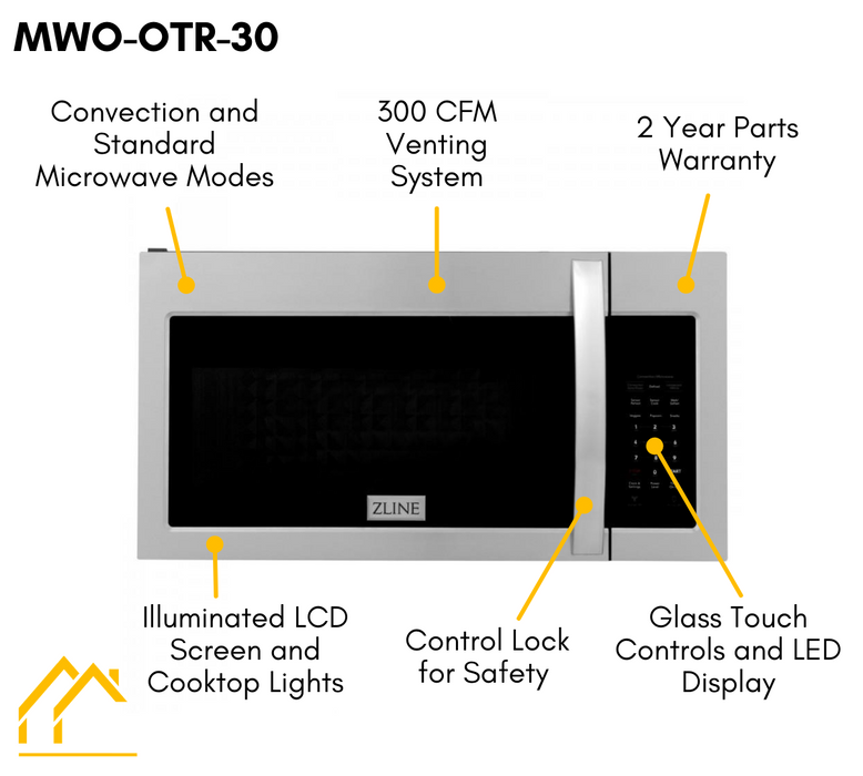 ZLINE Over the Range Convection Microwave Oven in Stainless Steel with Modern Handle and Sensor Cooking (MWO-OTR-30)