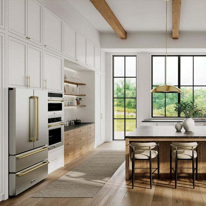 ZLINE Autograph Edition 36" 22.5 cu. ft. Counter-Depth French Door Refrigerator with Ice Maker in Stainless Steel with Modern / Traditional Handles Options