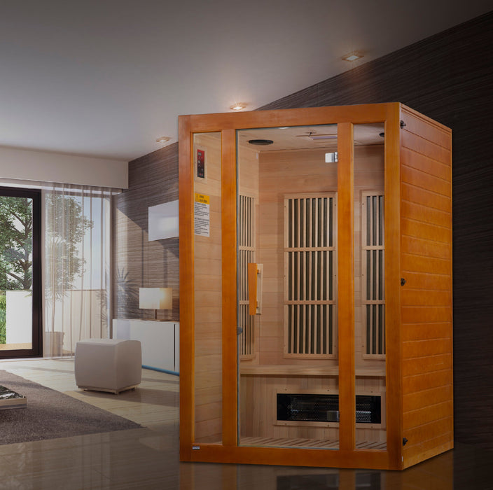 Maxxus Sauna "Aspen" Dual Tech 2-Person Low EMF FAR Infrared Indoor Sauna - Canadian Hemlock (MX-J206-02S)