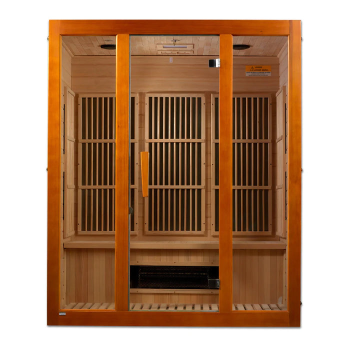 Maxxus Sauna "Alpine" Dual Tech 3-Person Low EMF FAR Infrared Indoor Sauna - Canadian Hemlock (MX-J306-02S)