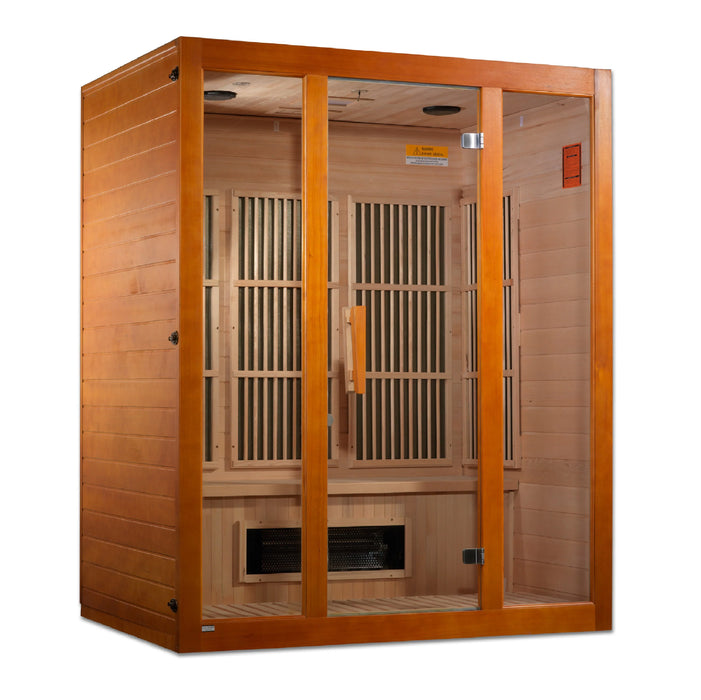 Maxxus Sauna "Alpine" Dual Tech 3-Person Low EMF FAR Infrared Indoor Sauna - Canadian Hemlock (MX-J306-02S)