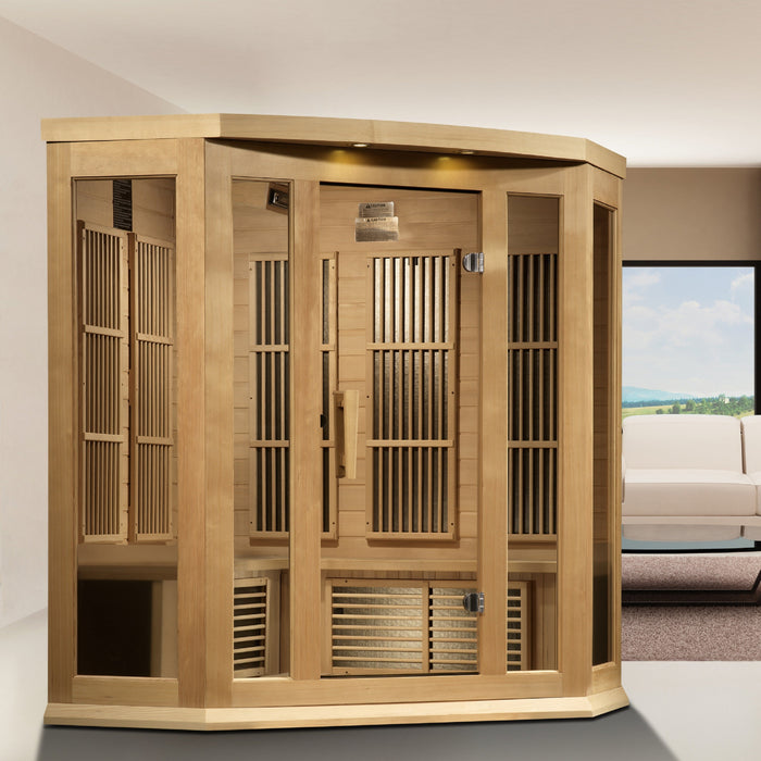 Maxxus Sauna 3-Person Corner Near Zero EMF FAR Infrared Indoor Sauna - Canadian Hemlock (MX-K356-01-ZF)