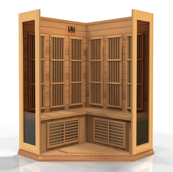 Maxxus Saunas 3-Person Corner FAR Infrared Sauna Carbon Low EMF with Canadian Red Cedar (MX-K356-01 CED)