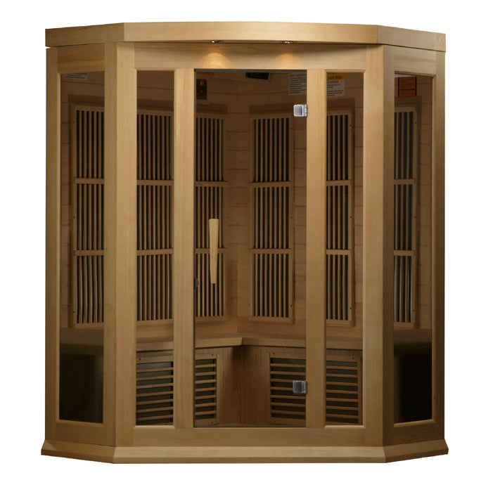 Maxxus Sauna 3-Person Corner Low EMF FAR Infrared Indoor Sauna - Canadian Hemlock (MX-K356-01)