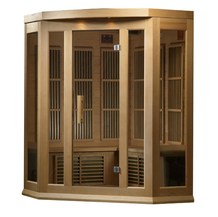 Maxxus Sauna 3-Person Corner Low EMF FAR Infrared Indoor Sauna - Canadian Hemlock (MX-K356-01)