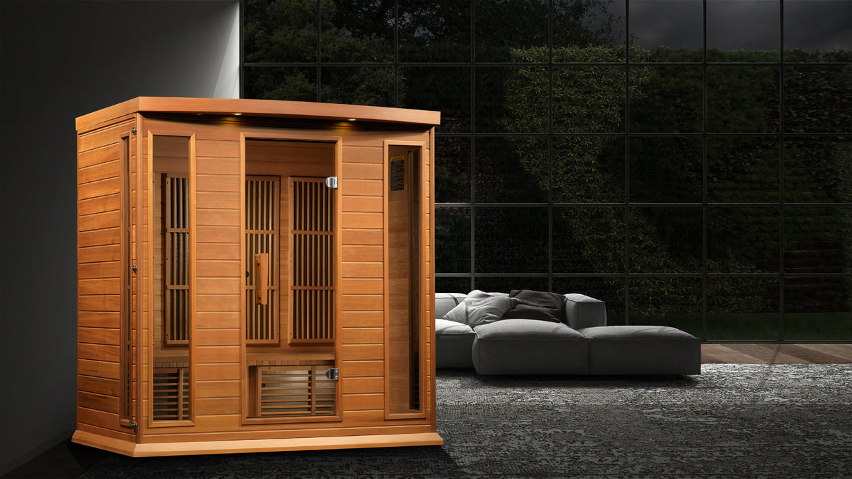 Maxxus Sauna "Chaumont" 4-Person Near Zero EMF FAR Infrared Indoor Sauna - Canadian Red Cedar (MX-K406-01-ZF CED)