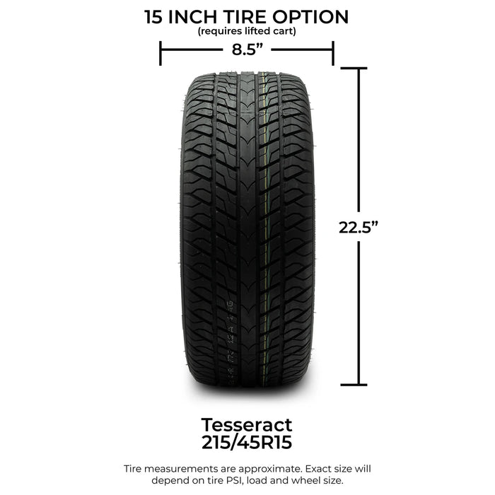 MODZ 15" Chaos Glossy Black Wheels & Street Tires Combo