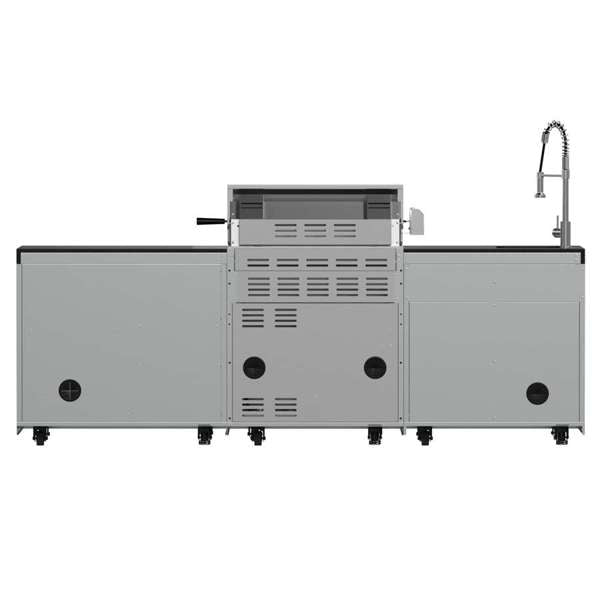 Forno Bulnes Outdoor Kitchen - 30" BBQ 60,000 BTU, 3 Burners with Sear & Rotisserie Infrared Burners, Stainless Steel Outdoor Kitchen with 1.8 cu.ft. Beverage Center - Black Granite or White Sintered Stone Countertops (FODKT2506BLK)