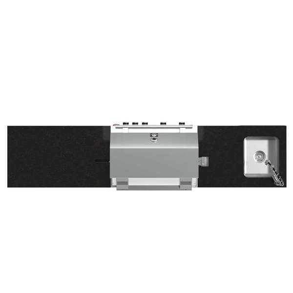 Forno Bulnes Outdoor Kitchen - 30" BBQ 60,000 BTU, 3 Burners with Sear & Rotisserie Infrared Burners, Stainless Steel Outdoor Kitchen with 1.8 cu.ft. Beverage Center - Black Granite or White Sintered Stone Countertops (FODKT2506BLK)