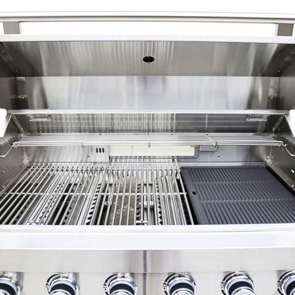 Forno Bulnes Outdoor Kitchen - 40" BBQ 95,000 BTU, 5 Burners, Sear & Rotisserie Infrared with Side Burner, Stainless Steel Outdoor Kitchen with 1.8 cu.ft. Beverage Center - Black Granite or White Sintered Stone Countertops (FODKT2520BLK)