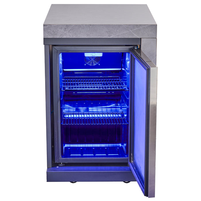Forno Rimini Outdoor Kitchen - 30" BBQ 62,600 BTU, 3 Burners with Sear & Rotisserie, 2.4 cu.ft. Beverage Center, Stainless Steel Sink, Black Cabinets & Gray Sintered Stone Countertops (FODKT2544BLK)