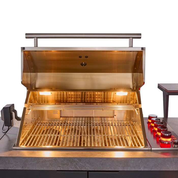Forno Rimini Outdoor Kitchen - 30" BBQ 62,600 BTU, 3 Burners with Sear & Rotisserie, 2.4 cu.ft. Beverage Center, Stainless Steel Sink, Black Cabinets & Gray Sintered Stone Countertops (FODKT2544BLK)