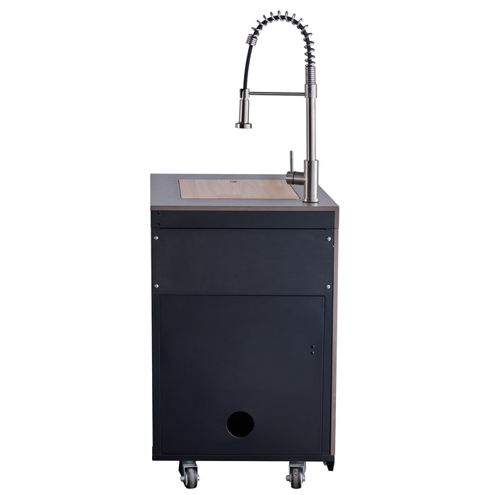 Forno Rimini Outdoor Kitchen - 30" BBQ 62,600 BTU, 3 Burners with Sear & Rotisserie, 2.4 cu.ft. Beverage Center, Stainless Steel Sink, Black Cabinets & Gray Sintered Stone Countertops (FODKT2544BLK)