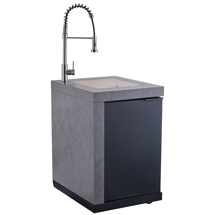 Forno Rimini Outdoor Kitchen - 30" BBQ 62,600 BTU, 3 Burners with Sear & Rotisserie, 2.4 cu.ft. Beverage Center, Stainless Steel Sink, Black Cabinets & Gray Sintered Stone Countertops (FODKT2544BLK)