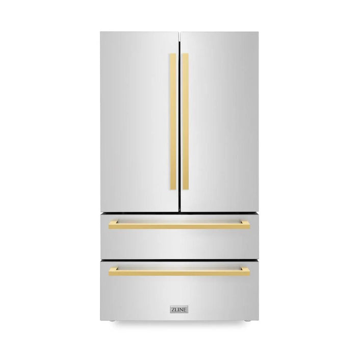 ZLINE Autograph Edition 36" 22.5 cu. ft. Counter-Depth French Door Refrigerator with Ice Maker in Stainless Steel with Modern / Traditional Handles Options