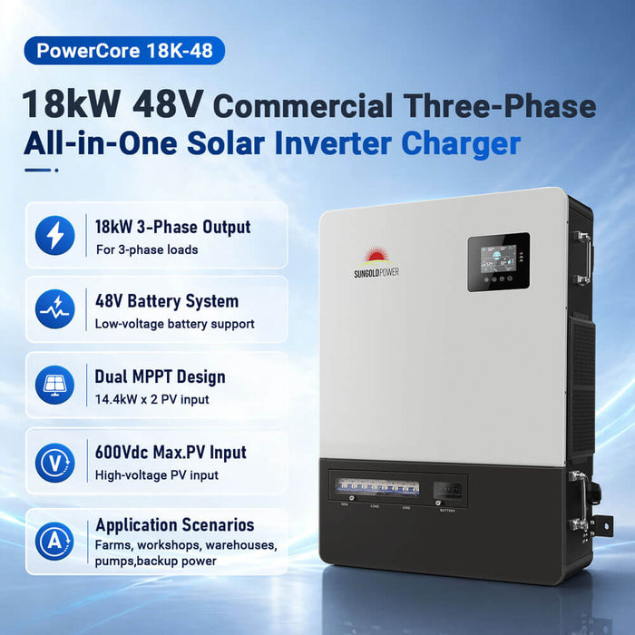 Sungold Power 18kW 48V Commercial Three-Phase All-in-One Solar Charge Inverter (PowerCore 18K-48)