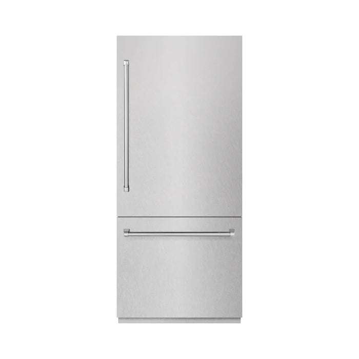 ZLINE Autograph Edition 36" 19.8 cu. ft. Built-In Bottom Freezer Refrigerator with Water Dispenser and Ice Maker - Stainless Steel, White Matte, DuraSnow, and Accent Options