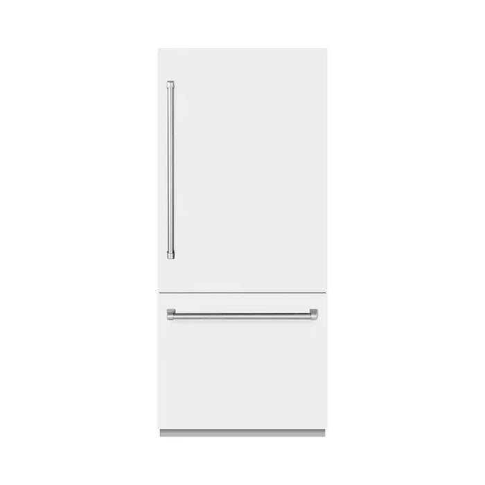 ZLINE Autograph Edition 36" 19.8 cu. ft. Built-In Bottom Freezer Refrigerator with Water Dispenser and Ice Maker - Stainless Steel, White Matte, DuraSnow, and Accent Options