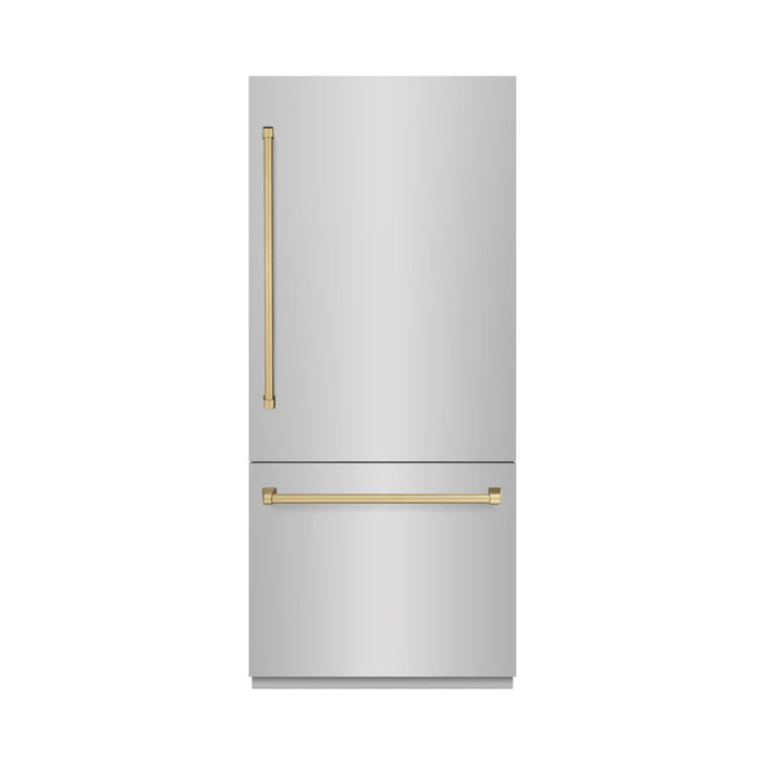 ZLINE Autograph Edition 36" 19.8 cu. ft. Built-In Bottom Freezer Refrigerator with Water Dispenser and Ice Maker - Stainless Steel, White Matte, DuraSnow, and Accent Options