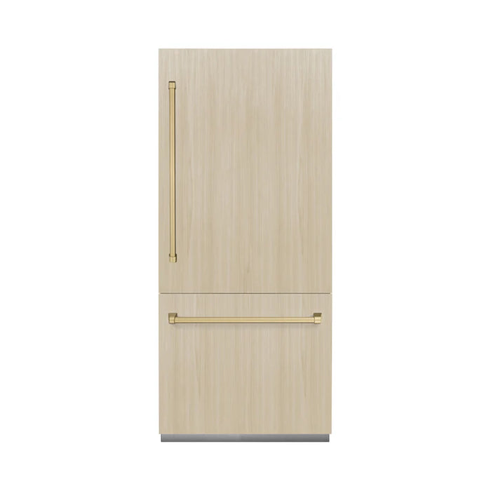 ZLINE Autograph Edition 36" 19.8 cu. ft. Built-In Bottom Freezer Refrigerator with Water Dispenser and Ice Maker - Stainless Steel, White Matte, DuraSnow, and Accent Options