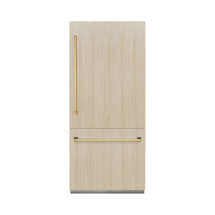 ZLINE Autograph Edition 36" 19.8 cu. ft. Built-In Bottom Freezer Refrigerator with Water Dispenser and Ice Maker - Stainless Steel, White Matte, DuraSnow, and Accent Options