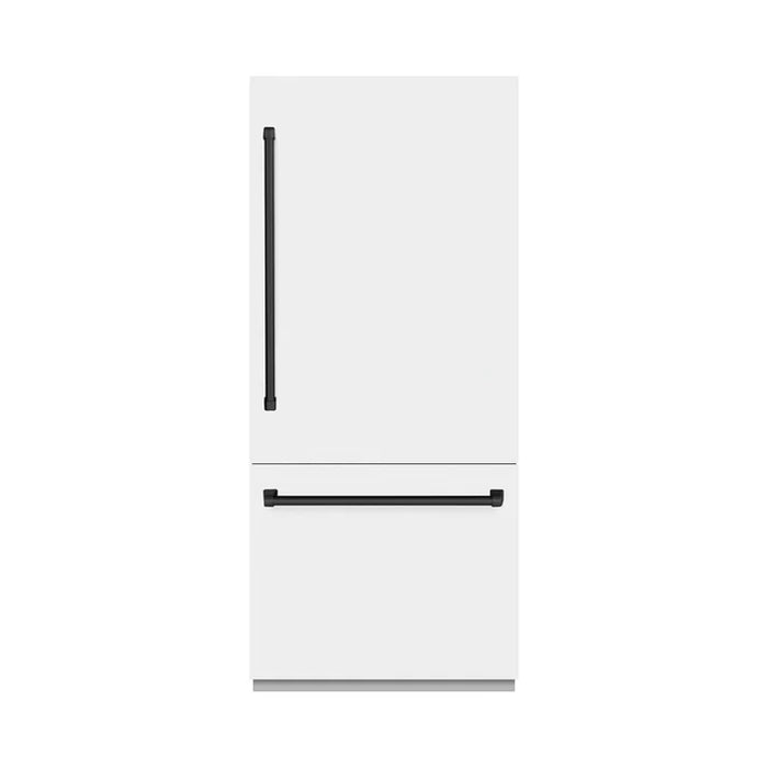 ZLINE Autograph Edition 36" 19.8 cu. ft. Built-In Bottom Freezer Refrigerator with Water Dispenser and Ice Maker - Stainless Steel, White Matte, DuraSnow, and Accent Options