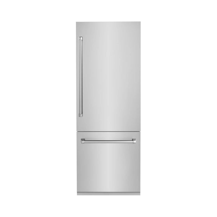 ZLINE Autograph Edition 30" 16.1 cu. ft. Built-In Bottom Freezer Refrigerator with Water Dispenser and Ice Maker - Stainless Steel, DuraSnow, Black, White and Accent Options