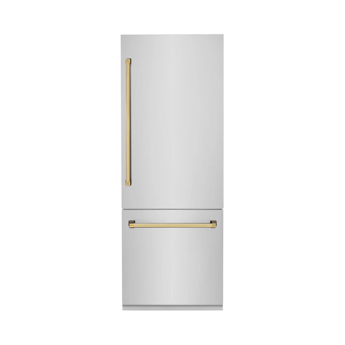 ZLINE Autograph Edition 30" 16.1 cu. ft. Built-In Bottom Freezer Refrigerator with Water Dispenser and Ice Maker - Stainless Steel, DuraSnow, Black, White and Accent Options