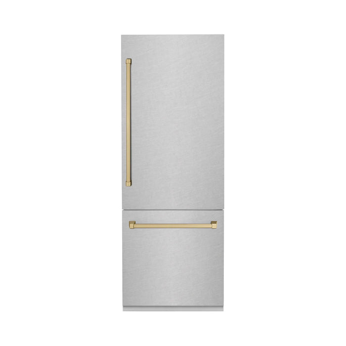 ZLINE Autograph Edition 30" 16.1 cu. ft. Built-In Bottom Freezer Refrigerator with Water Dispenser and Ice Maker - Stainless Steel, DuraSnow, Black, White and Accent Options