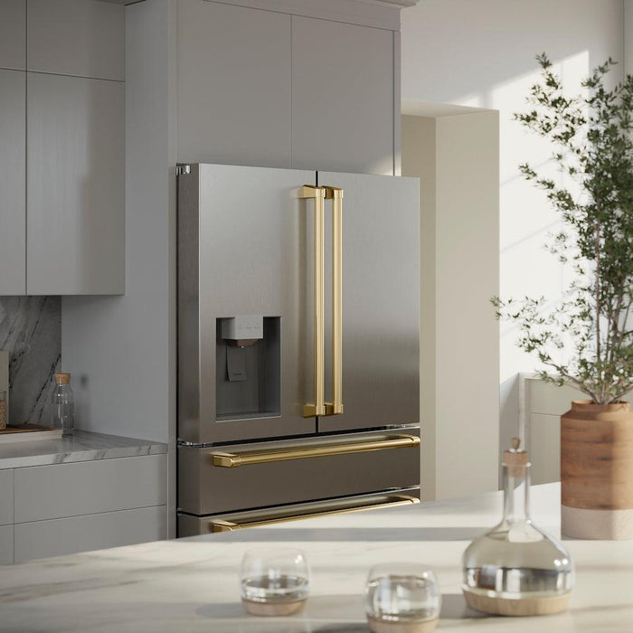 ZLINE Autograph Edition 36" 21.6 cu. ft. Counter Depth French Door Refrigerator with Water Dispenser and Ice Maker in Stainless Steel and Traditional Handles