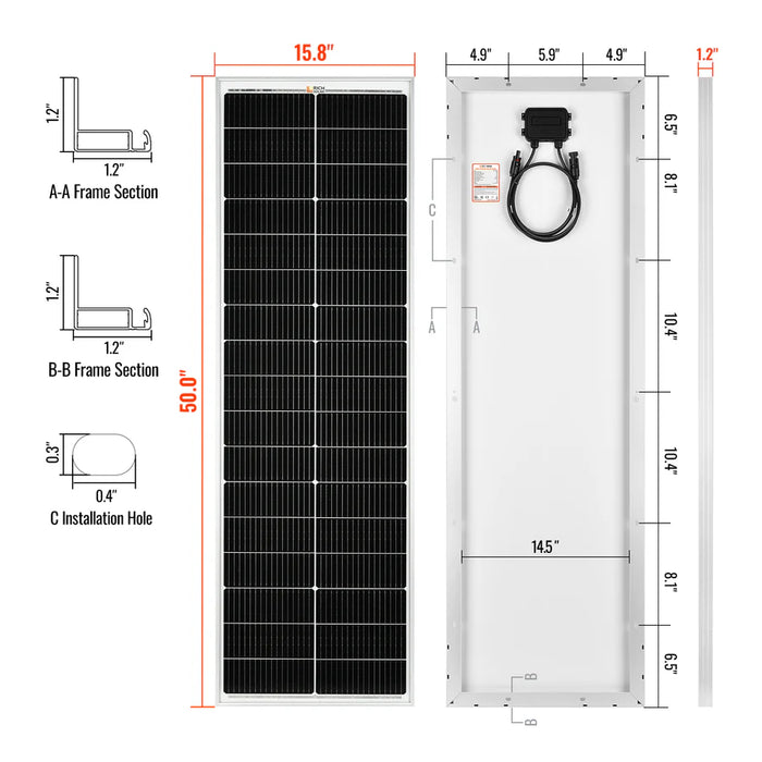 Rich Solar Mega 100 Slim - 100 Watt Slim Solar Panel