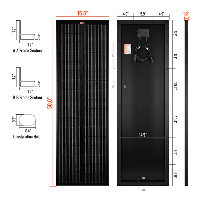 Rich Solar Mega 100 Slim - 100 Watt Slim Solar Panel