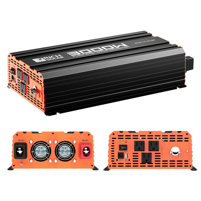 RICH SOLAR Nova Pure Max 3K | 3000 Watt (3kW) 24 Volt Industrial Pure Sine Wave Inverter | Premier 3000W 24V Off-Grid Inverter